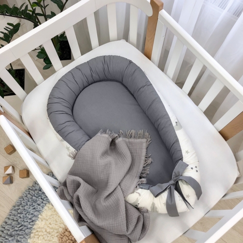 Кокон Baby Design Хмаринки сірі з місяцем - 5