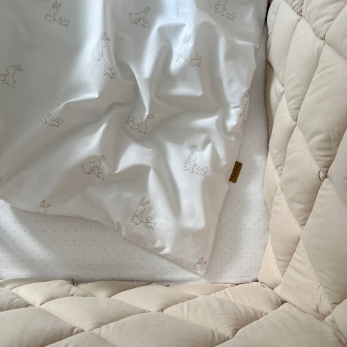 Комплект постельного белья для новорождённого Baby Dream New Зайка c собачкой бежевый/бежевый - 7