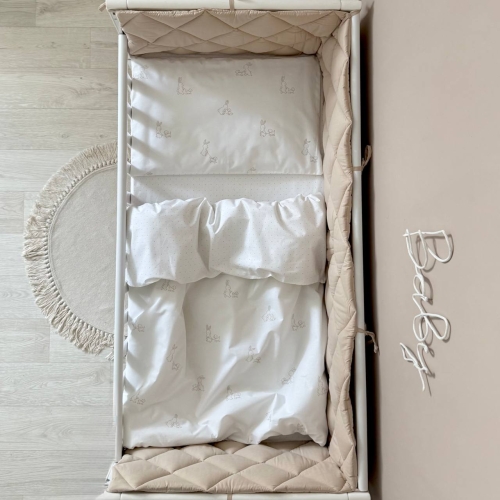 Комплект постельного белья для новорождённого Baby Dream New Зайка c собачкой бежевый/бежевый - 2