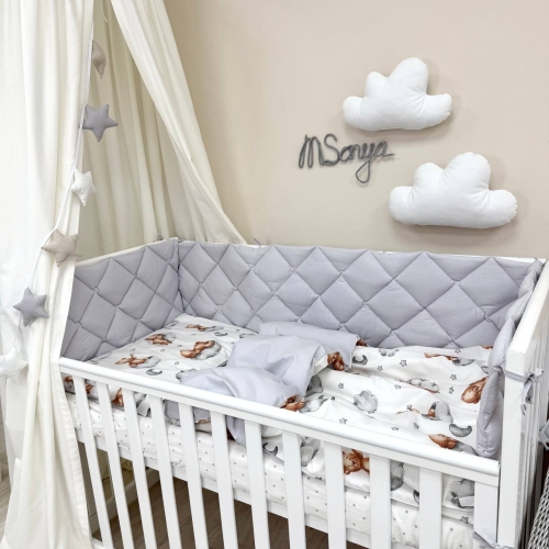 Комплект постільної білизни для новонародженого Baby Mix Тедді сірий - 7