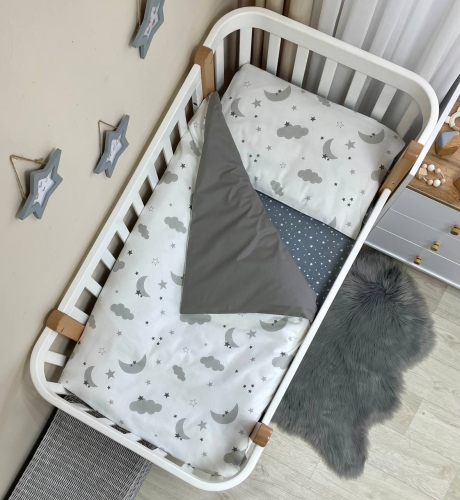 Сменная постель Baby Mix Облака серые с месяцем - 2