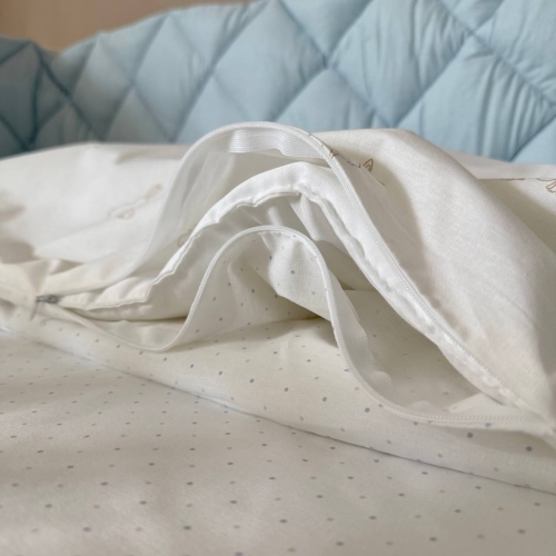 Комплект постельного белья для новорождённого Baby Dream New Зайка c собачкой бежевый/голубой - 8