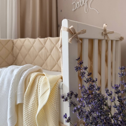 Бортик стьобаний "Baby Dream" на 3 сторони поплін бежевий - 2
