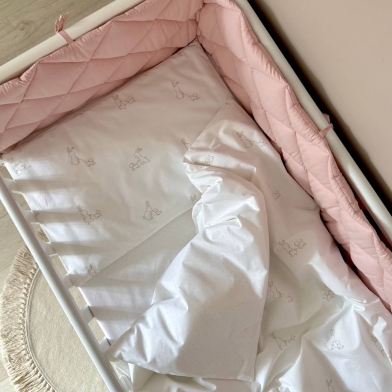 Комплект постільної білизни для новонародженого Baby Dream New Зайка із собачкою бежевий/пудра