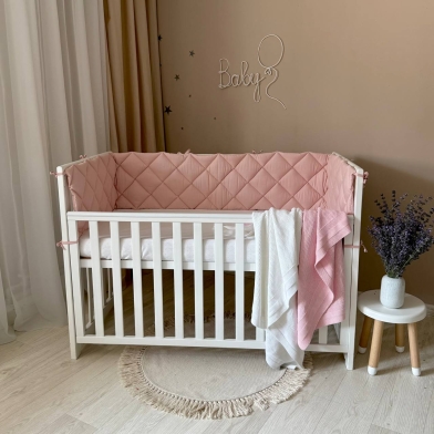 Бортик стьобаний "Baby Dream" на 3 сторони поплін пудра темна