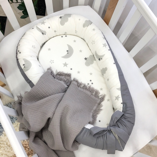 Кокон Baby Design Хмаринки сірі з місяцем - 7