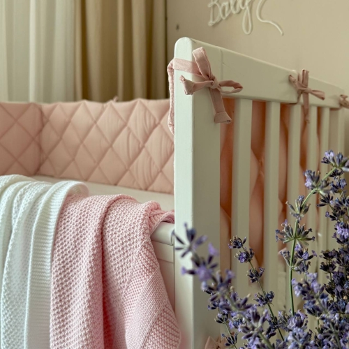 Бортик стьобаний "Baby Dream" на 3 сторони поплін пудра темна - 2