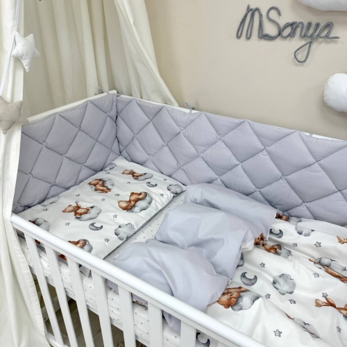 Комплект постільної білизни для новонародженого Baby Mix Тедді сірий - 6