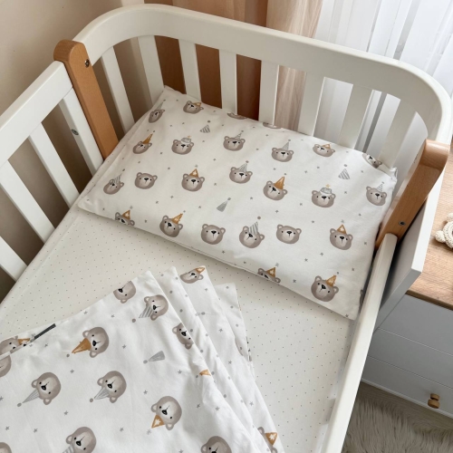 Сменная постель Baby Mix Мишки в колпачках серые - 6