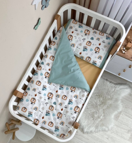 Сменная постель Baby Dream Львы с радугами мята - 2