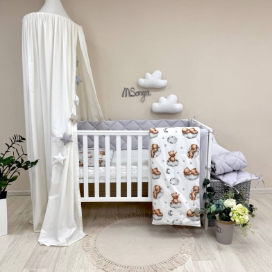 Комплект постільної білизни для новонародженого Baby Mix Тедді сірий