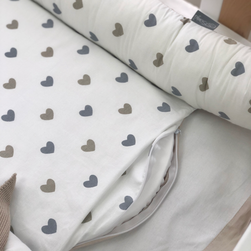 Кокон Baby Design Сердечка сіро-бежеві - 5