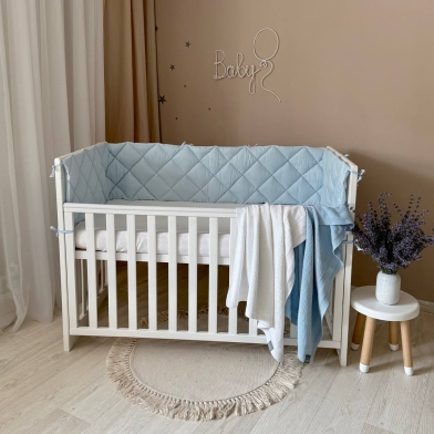 Бортик стьобаний "Baby Dream" на 3 сторони поплін блакитний