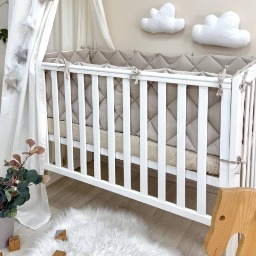 Комплект постільної білизни для новонародженого Baby Mix Сіро-бежеві сердечка - 4