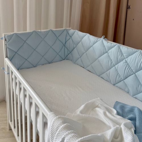 Бортик стьобаний "Baby Dream" на 3 сторони поплін блакитний - 6
