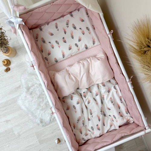 Комплект постільної білизни для новонародженого Baby Mix Перо пудра, колір пудра - 2