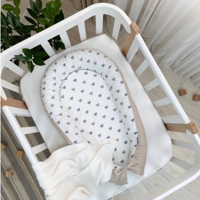 Кокон Baby Design Сердечка сіро-бежеві