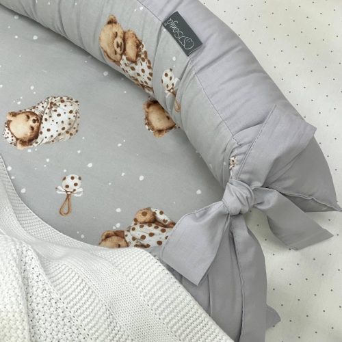 Кокон Baby Design Мишка в одеяле на сером - 6