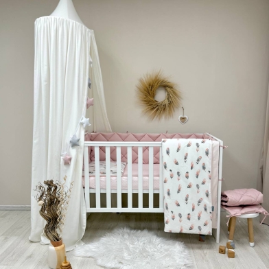 Комплект постільної білизни для новонародженого Baby Mix Перо пудра, колір пудра